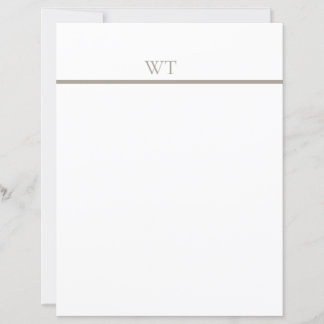 Taupe Bar Monogram Letterhead with Envelopes