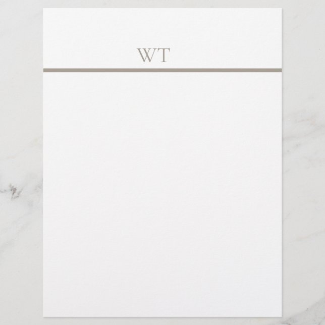 Taupe Bar Monogram Personalized Letterhead (Front)
