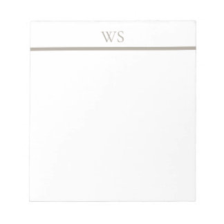 Taupe Bar Monogram Personalized Notepad