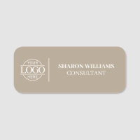 Taupe Beige Custom Business Logo Employee Magnetic