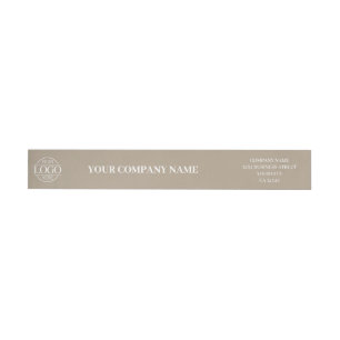 Taupe Beige Custom Simple Business Logo Branded Wrap Around Label