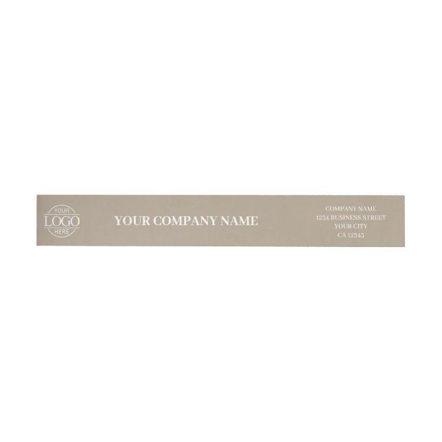Taupe Beige Custom Simple Business Logo Branded Wrap Around Label (Individual)