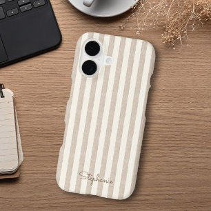 Taupe Beige Neutre Motif Rayé Nom Personnalisé