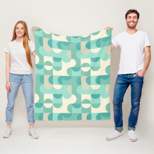 Taupe Beige Teal Blue Mint Green Circles Pattern Fleece Blanket