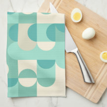Taupe Beige Teal Blue Mint Green Circles Pattern