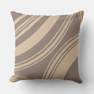Taupe Beige Wave Circles Throw Pillow