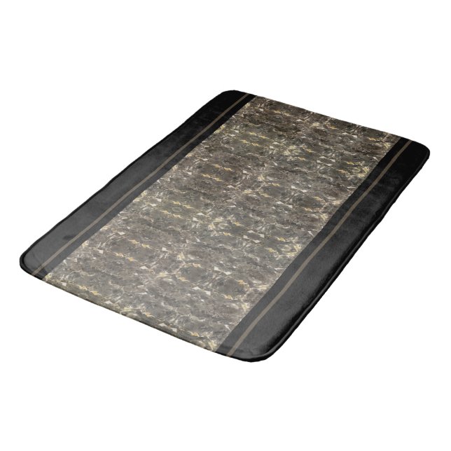 Taupe Black Marble Stripe Bath Mat (Angled)