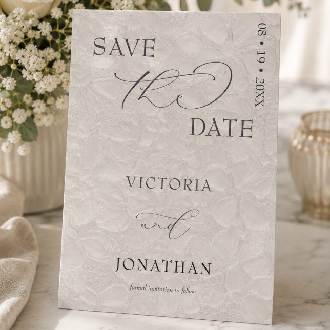 Taupe & Black Simple Elegant  Save The Date (Creator Uploaded)
