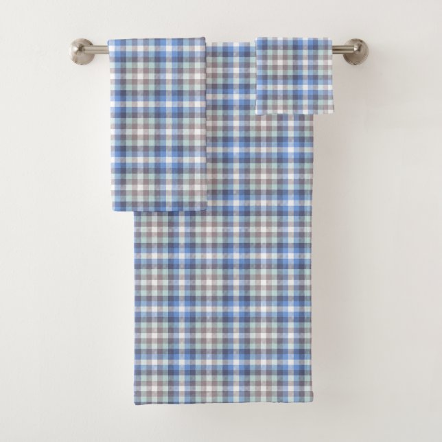 Taupe bleue Tartan Plaid (En situation)