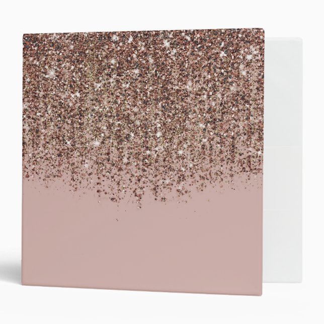 Taupe Blush Pink Bronze Rose Gold Glitter Glam Binder (Front/Inside)