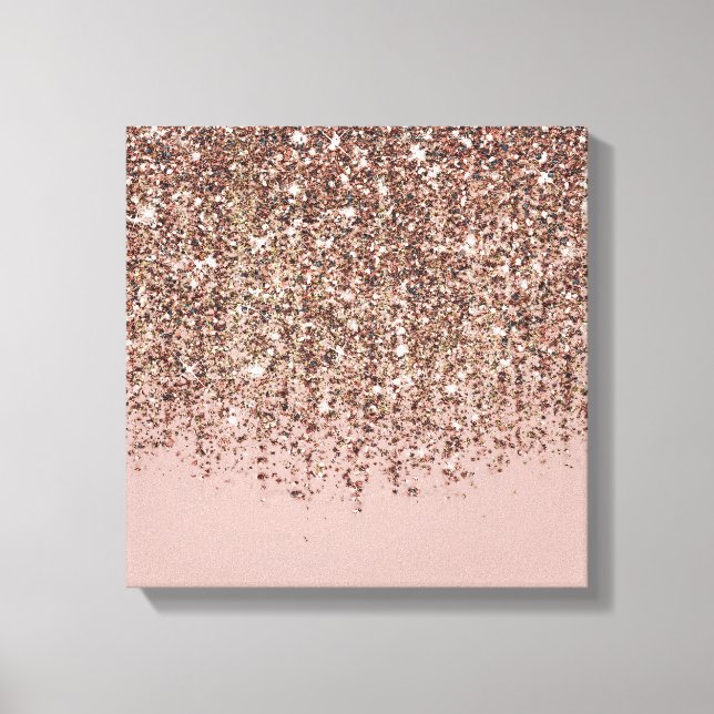 Taupe Blush Pink Rose Bronze Gold Glitter Glam Canvas Print (Front)