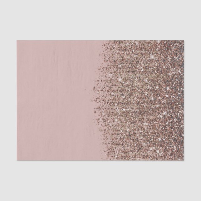 Taupe Blush Pink Rose Bronze Gold Glitter Glam Tissue Paper (Front)