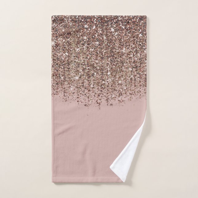 Taupe Blush Rose Bronze Or Glitter Glam (Serviette à main)