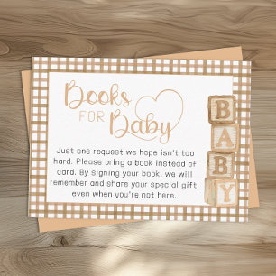 Taupe Books for Baby Card   Baby Shower Insert