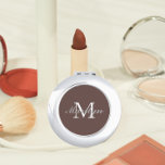 Taupe Bridesmaid Initial and Name Compact Mirror<br><div class="desc">A personalized compact mirror for your wedding bridesmaid or maid of honour that has her initial and name on a trendy,  taupe colour background. Edit to replace initial and name. Select your compact mirror style.</div>