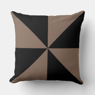 Taupe Brown and Black Pinwheel Throw Pillow