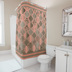 Taupe Brown and Peach Quatrefoil Patterns