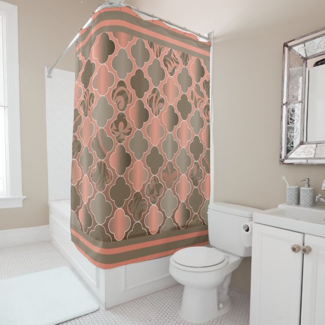 Taupe Brown and Peach Quatrefoil Patterns (In Situ)