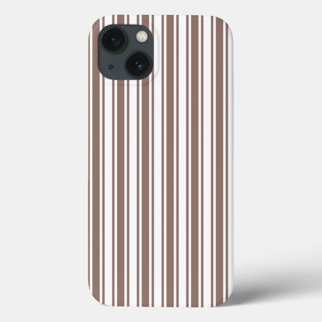 Taupe brown and white candy stripes Case-Mate iPho Case-Mate iPhone Case (Back)