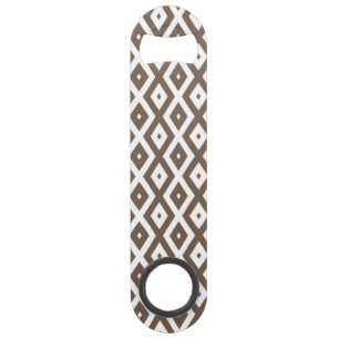 Taupe brown and white diamond pattern bar key