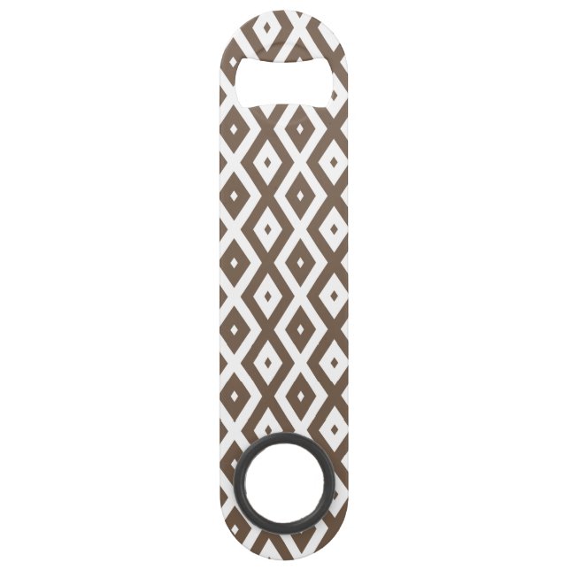 Taupe brown and white diamond pattern bar key (Front)