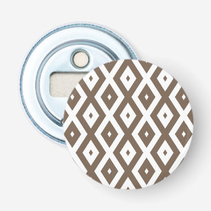 Taupe brown and white diamond pattern bottle opener