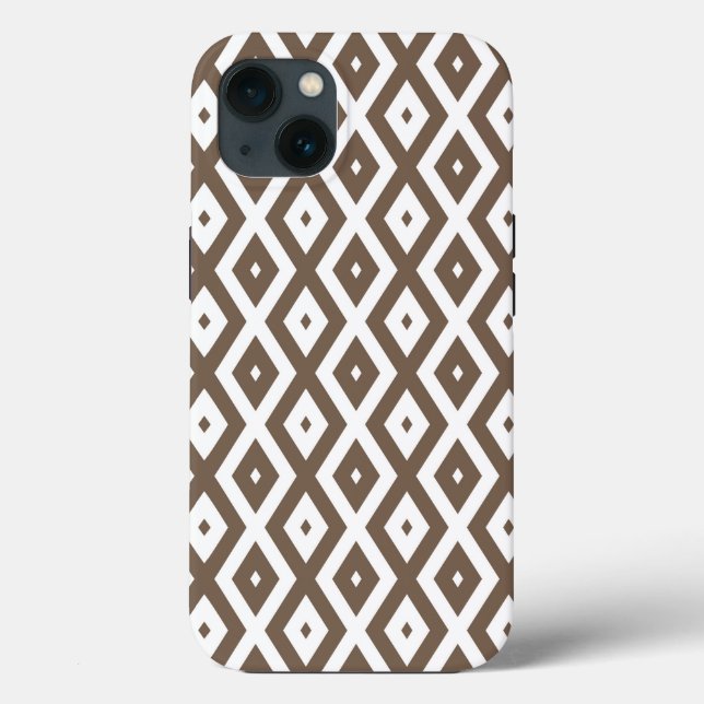 Taupe brown and white diamond pattern Case-Mate iP iPhone Case (Back)