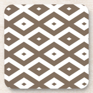 Taupe brown and white diamond pattern coaster