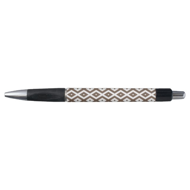 Taupe brown and white diamond pattern pen (Front)