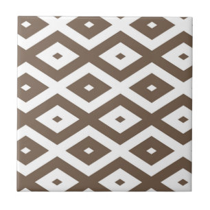 Taupe brown and white diamond pattern tile
