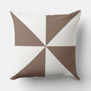 Taupe Brown and White Pinwheel Throw Pillow