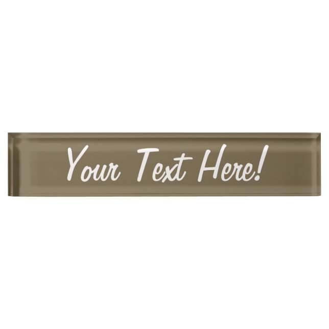 Taupe Brown Colour Background Customizable Nameplate (Front)