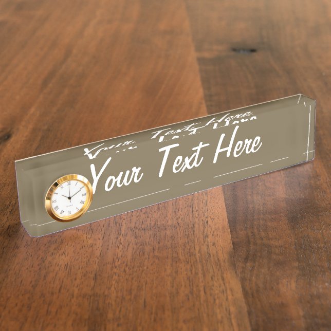 Taupe Brown Colour Background Customizable Nameplate (Side)