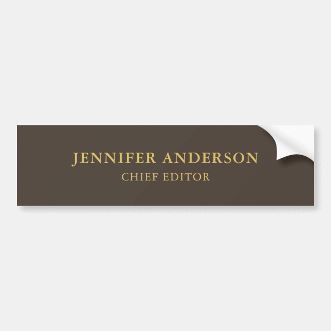 Taupe Brown & Gold Colour Professional Modern Plai Bumper Sticker (Front)