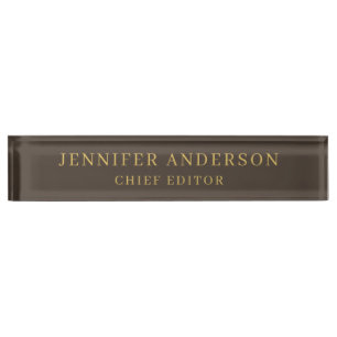Taupe Brown & Gold Colour Professional Modern Plai Nameplate