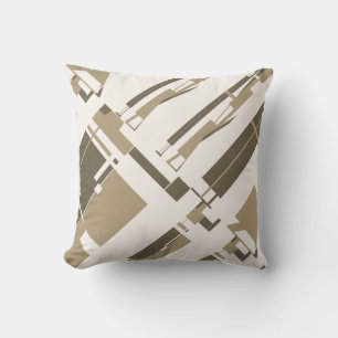 Taupe Brown Slanted Lines Shapes Southwest Look Throw Pillow