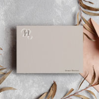Taupe Brown Stacked Initials Elegant