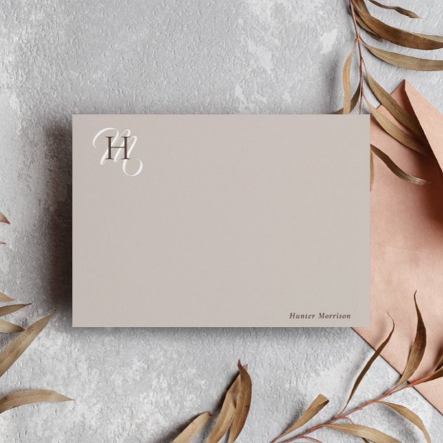Taupe Brown Stacked Initials Elegant Card (Creator Uploaded)