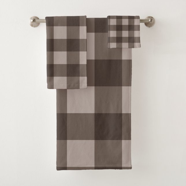 Taupe Brown Tan Russe À damiers Carrés Plaid (En situation)