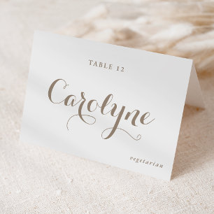 Taupe Calligraphie Mariage Repas Choix Place Carte