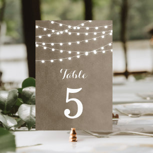 Taupe Chaîne Lights Mariage Numéros de table