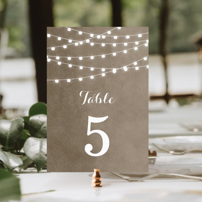 Taupe Chaîne Lights Mariage Numéros de table (Créateur téléchargé)