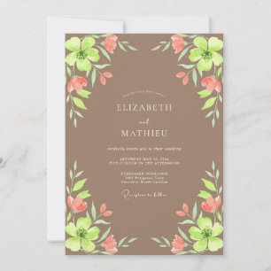 Taupe Chartreuse Painted Wedding Invitation