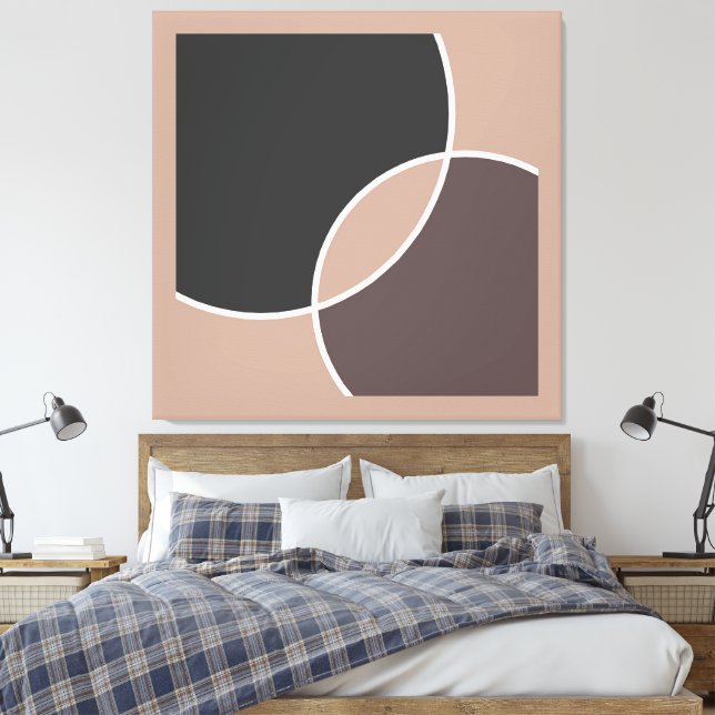 Taupe Circles  Canvas Print (Insitu(Bedroom))