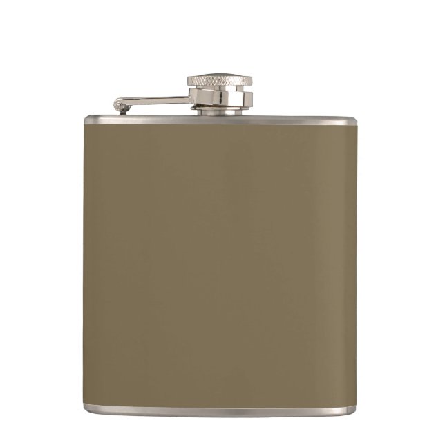 Taupe Coffee Colour Decor Customizable Hip Flask (Front)
