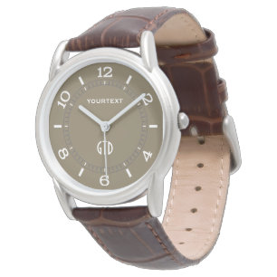 Taupe Coffee Colour Decor Personalized Watch