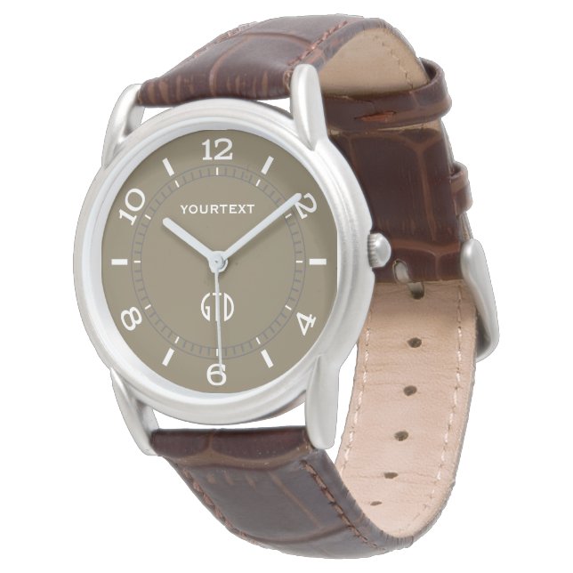 Taupe Coffee Colour Decor Personalized Watch (Angled)