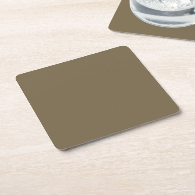 Taupe Colour Customize This! Square Paper Coaster (Angled)