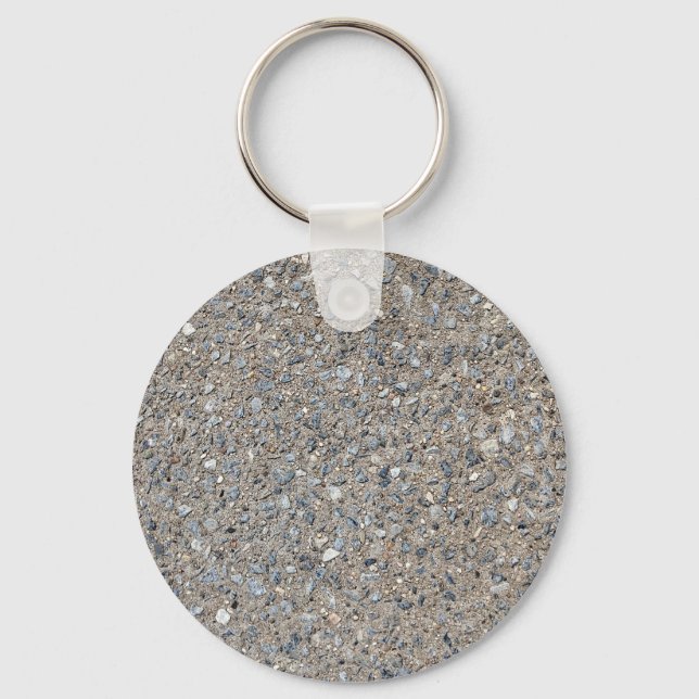 Taupe Concrete Cement Blue Aggregate Sidewalk Keychain (Front)