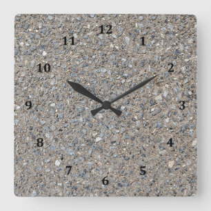 Taupe Concrete Cement Blue Aggregate Sidewalk Square Wall Clock